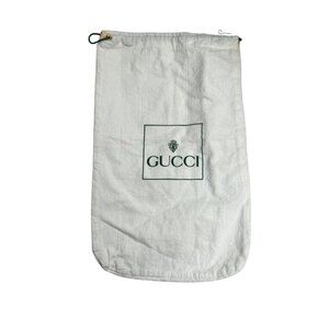 Vintage Gucci Dust Bag White With Green Logo & Drawstring Closure